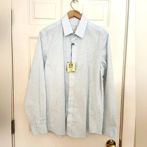 Scotch & Soda Men's Light Blue geometric print long sleeve Shirt size 16.5 NWT
